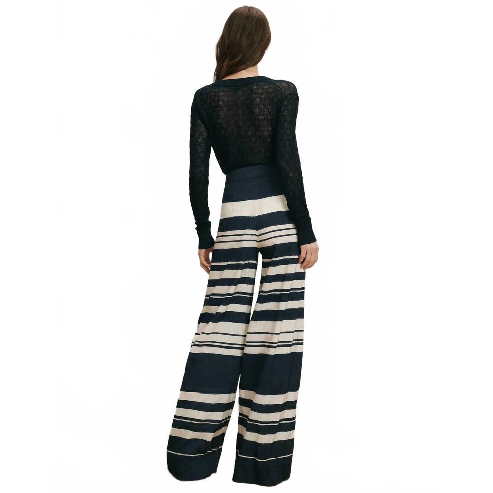 NEW VERONICA BEARD heron crossover waistband pants in navy dove white - Picture 4 of 7